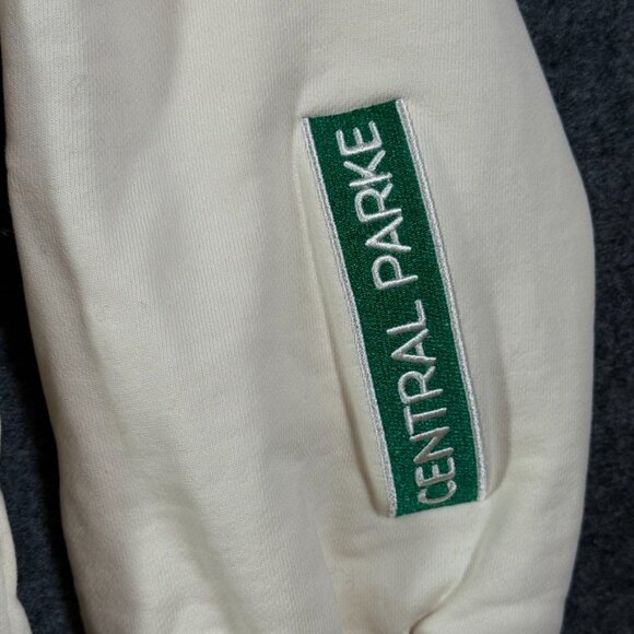 Parke Womens Relaxed Fit Hoodie Sweatshirt French Terry Cream Embroidered Sz XXL - Picture 7 of 15